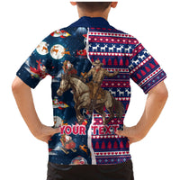 Custom Texas Christmas Family Matching Mermaid Dress and Hawaiian Shirt Cowboy With Santa Claus In Space - Wonder Print Shop