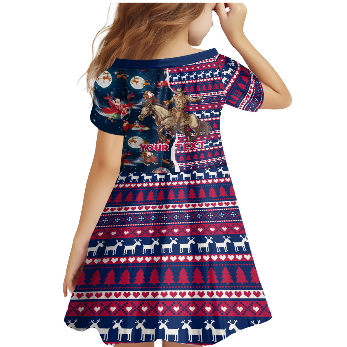 Custom Texas Christmas Family Matching Mermaid Dress and Hawaiian Shirt Cowboy With Santa Claus In Space - Wonder Print Shop