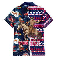 Custom Texas Christmas Family Matching Short Sleeve Bodycon Dress and Hawaiian Shirt Cowboy With Santa Claus In Space - Wonder Print Shop