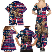 Custom Texas Christmas Family Matching Summer Maxi Dress and Hawaiian Shirt Cowboy With Santa Claus In Space - Wonder Print Shop