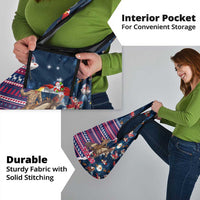 Custom Texas Christmas Grocery Bag Cowboy With Santa Claus In Space