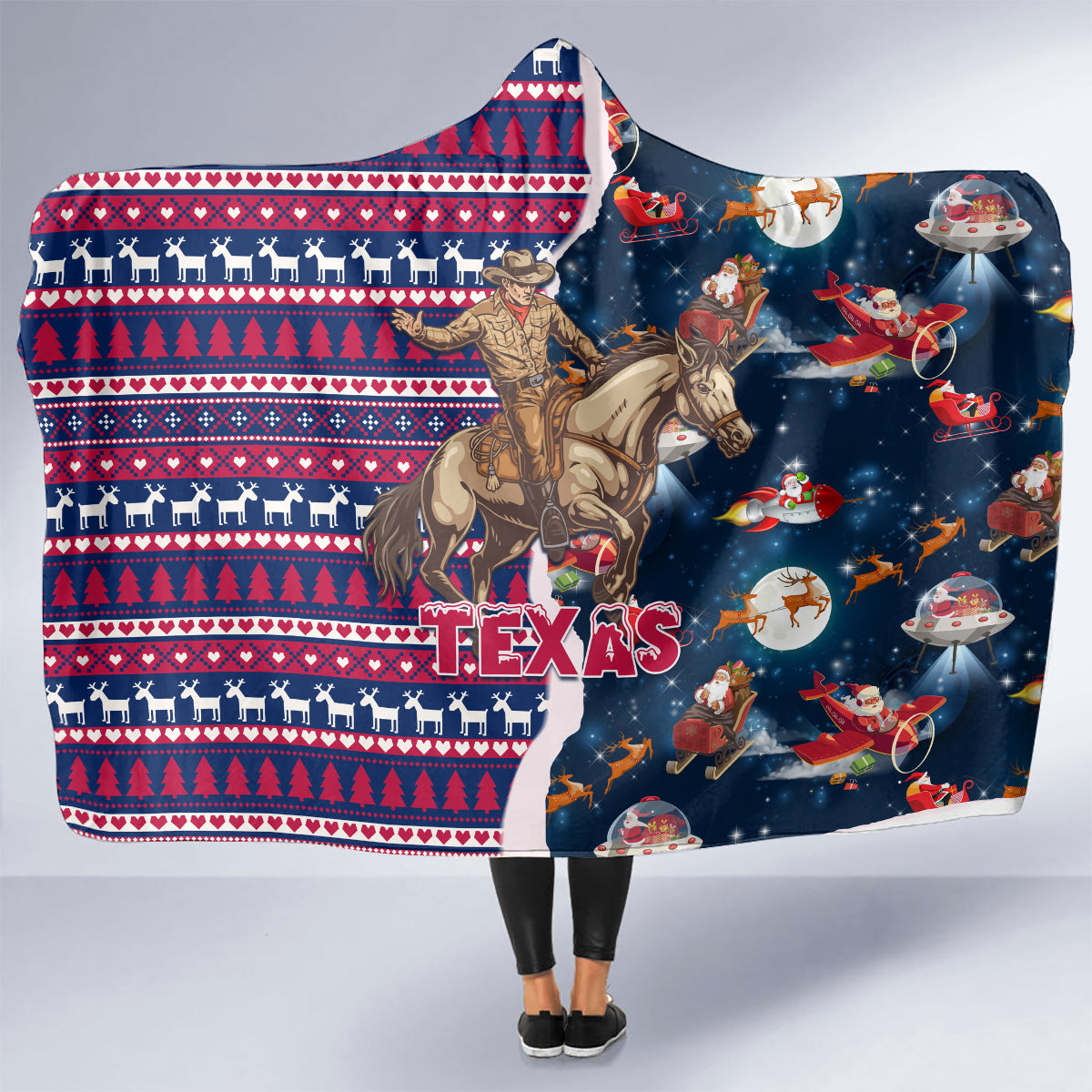 custom-texas-christmas-hooded-blanket-cowboy-with-santa-claus-in-space