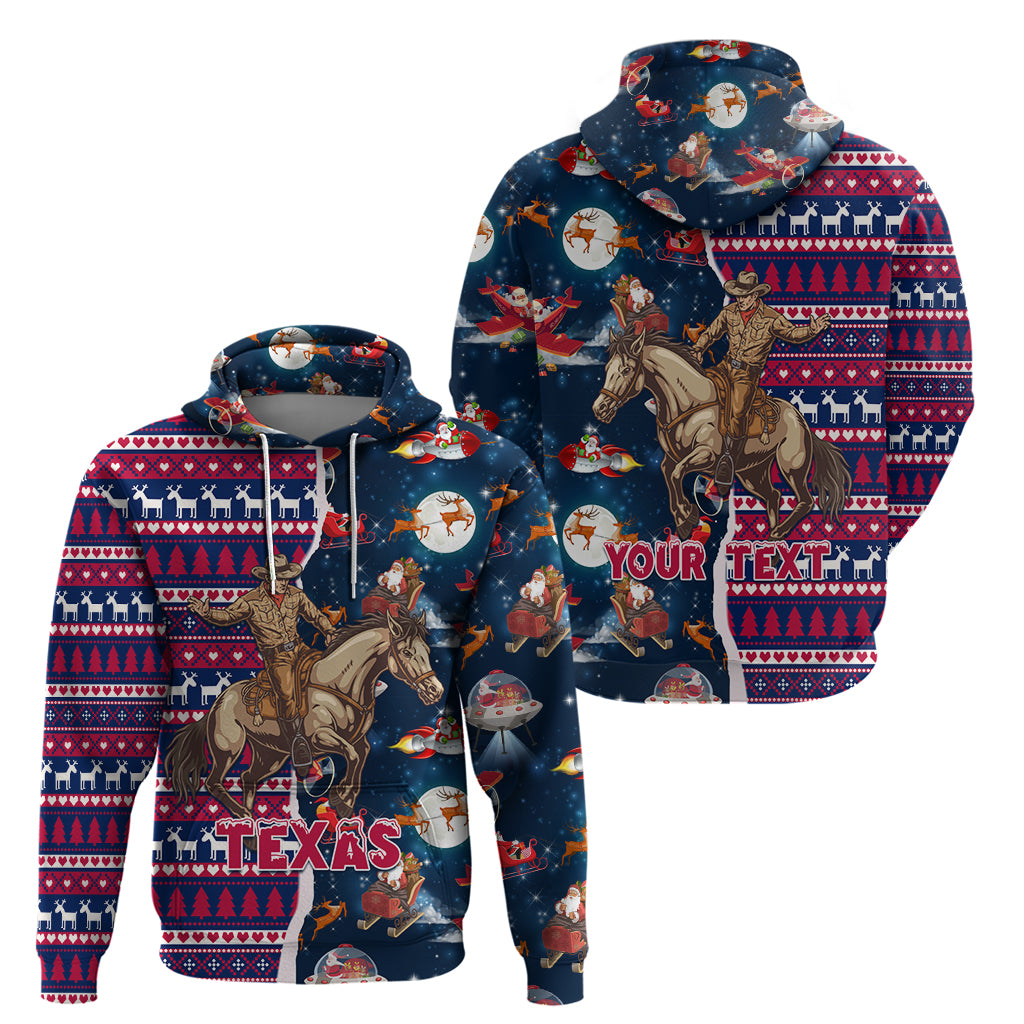 Custom Texas Christmas Hoodie Cowboy With Santa Claus In Space - Wonder Print Shop