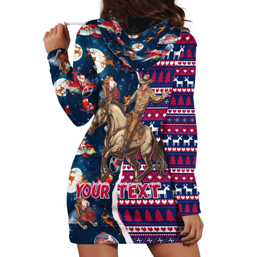 Custom Texas Christmas Hoodie Dress Cowboy With Santa Claus In Space - Wonder Print Shop