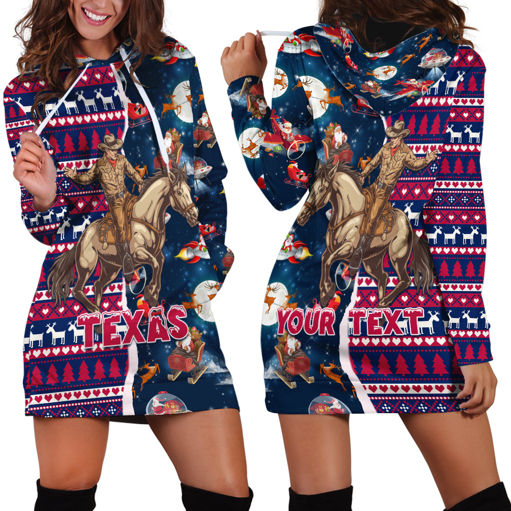 Custom Texas Christmas Hoodie Dress Cowboy With Santa Claus In Space - Wonder Print Shop