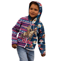Custom Texas Christmas Kid Hoodie Cowboy With Santa Claus In Space - Wonder Print Shop