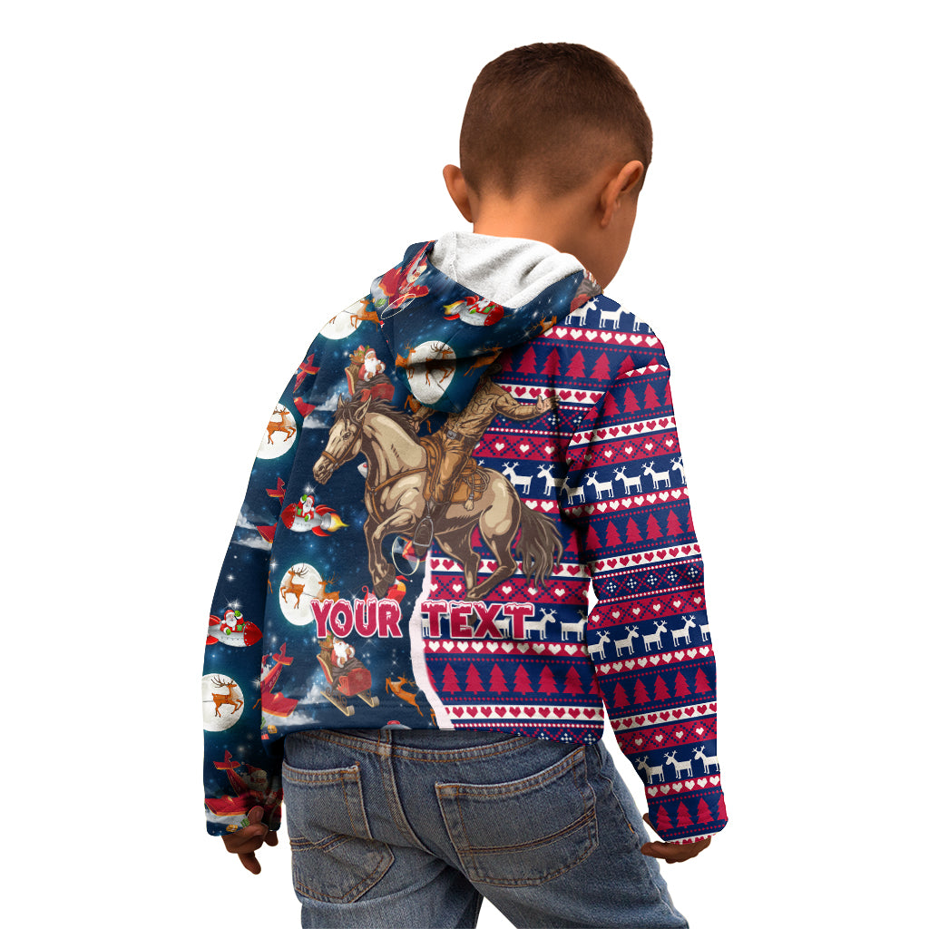 Custom Texas Christmas Kid Hoodie Cowboy With Santa Claus In Space - Wonder Print Shop