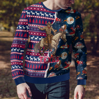 Custom Texas Christmas Ugly Christmas Sweater Cowboy With Santa Claus In Space - Wonder Print Shop