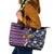 Custom Texas Christmas Leather Tote Bag Cowboy With Santa Claus In Space - Wonder Print Shop