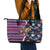Custom Texas Christmas Leather Tote Bag Cowboy With Santa Claus In Space - Wonder Print Shop