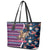 Custom Texas Christmas Leather Tote Bag Cowboy With Santa Claus In Space - Wonder Print Shop