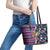 Custom Texas Christmas Leather Tote Bag Cowboy With Santa Claus In Space - Wonder Print Shop