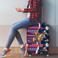Custom Texas Christmas Luggage Cover Cowboy With Santa Claus In Space - Wonder Print Shop