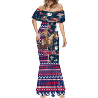 Custom Texas Christmas Mermaid Dress Cowboy With Santa Claus In Space - Wonder Print Shop