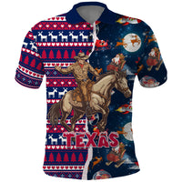 Custom Texas Christmas Polo Shirt Cowboy With Santa Claus In Space - Wonder Print Shop