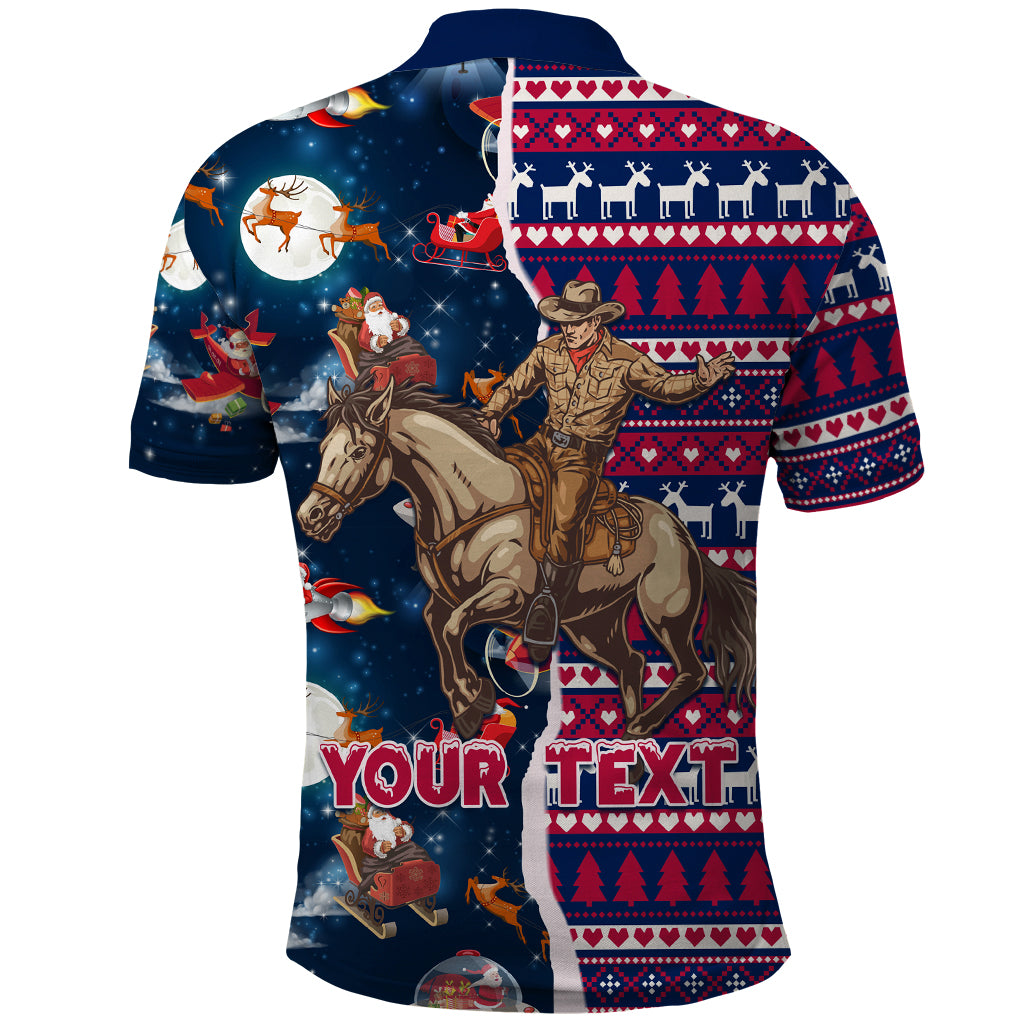 Custom Texas Christmas Polo Shirt Cowboy With Santa Claus In Space - Wonder Print Shop