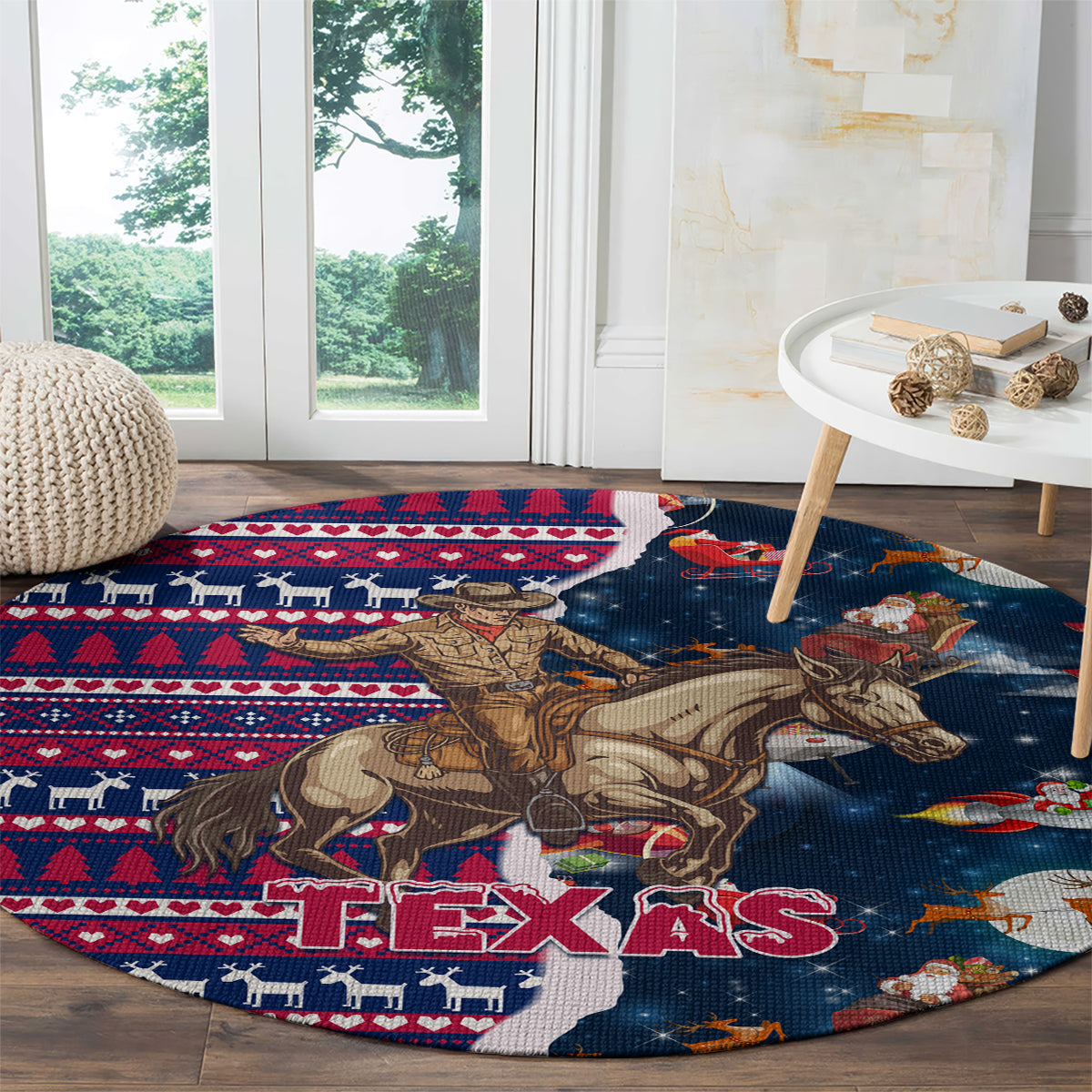 custom-texas-christmas-round-carpet-cowboy-with-santa-claus-in-space