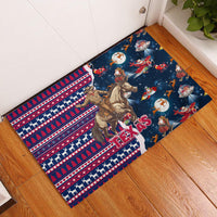 Custom Texas Christmas Rubber Doormat Cowboy With Santa Claus In Space - Wonder Print Shop