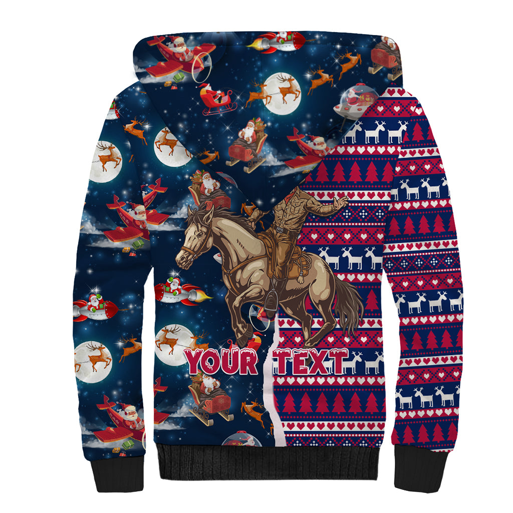 Custom Texas Christmas Sherpa Hoodie Cowboy With Santa Claus In Space - Wonder Print Shop
