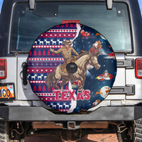 Custom Texas Christmas Spare Tire Cover Cowboy With Santa Claus In Space - Wonder Print Shop