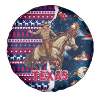 Custom Texas Christmas Spare Tire Cover Cowboy With Santa Claus In Space - Wonder Print Shop