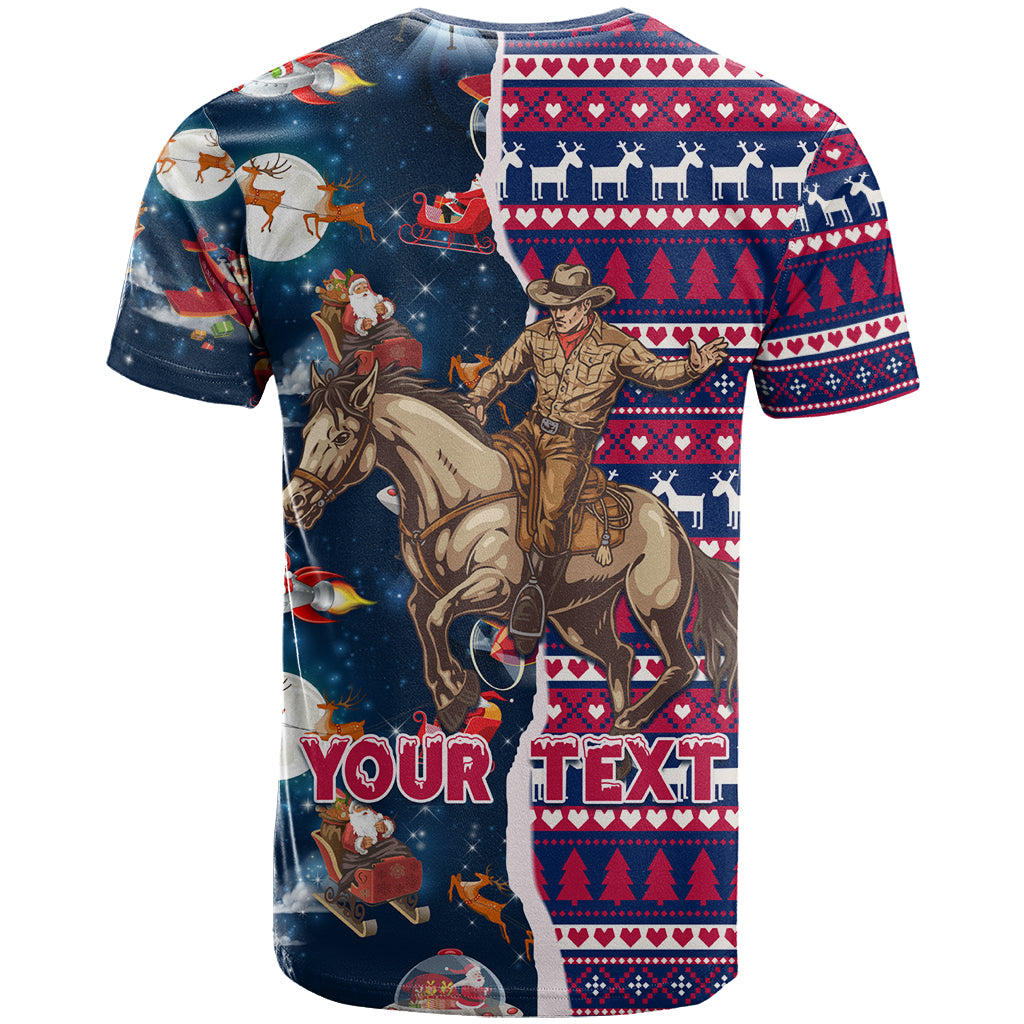 Custom Texas Christmas T Shirt Cowboy With Santa Claus In Space - Wonder Print Shop