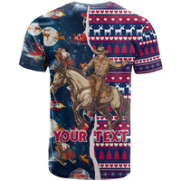 Custom Texas Christmas T Shirt Cowboy With Santa Claus In Space - Wonder Print Shop