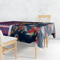 Custom Texas Christmas Tablecloth Cowboy With Santa Claus In Space - Wonder Print Shop
