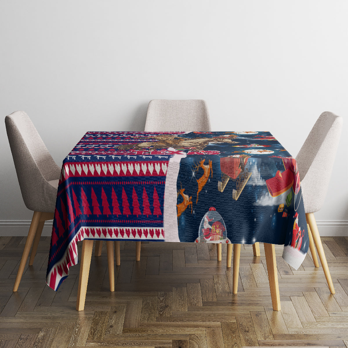 Custom Texas Christmas Tablecloth Cowboy With Santa Claus In Space - Wonder Print Shop