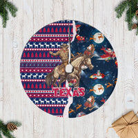 Texas Christmas Tree Skirt Cowboy With Santa Claus In Space - Wonder Print Shop