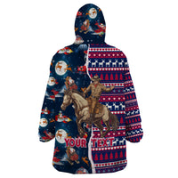 Custom Texas Christmas Wearable Blanket Hoodie Cowboy With Santa Claus In Space - Wonder Print Shop