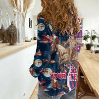 Custom Texas Christmas Women Casual Shirt Cowboy With Santa Claus In Space - Wonder Print Shop