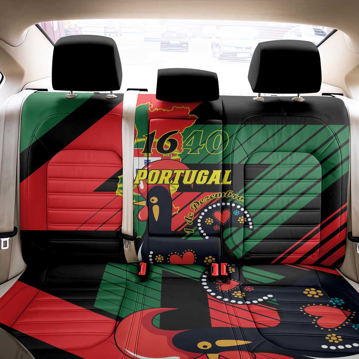 Personalized Portugal 1640 Back Car Seat Cover 1 De Dezembro Independence Day - Wonder Print Shop
