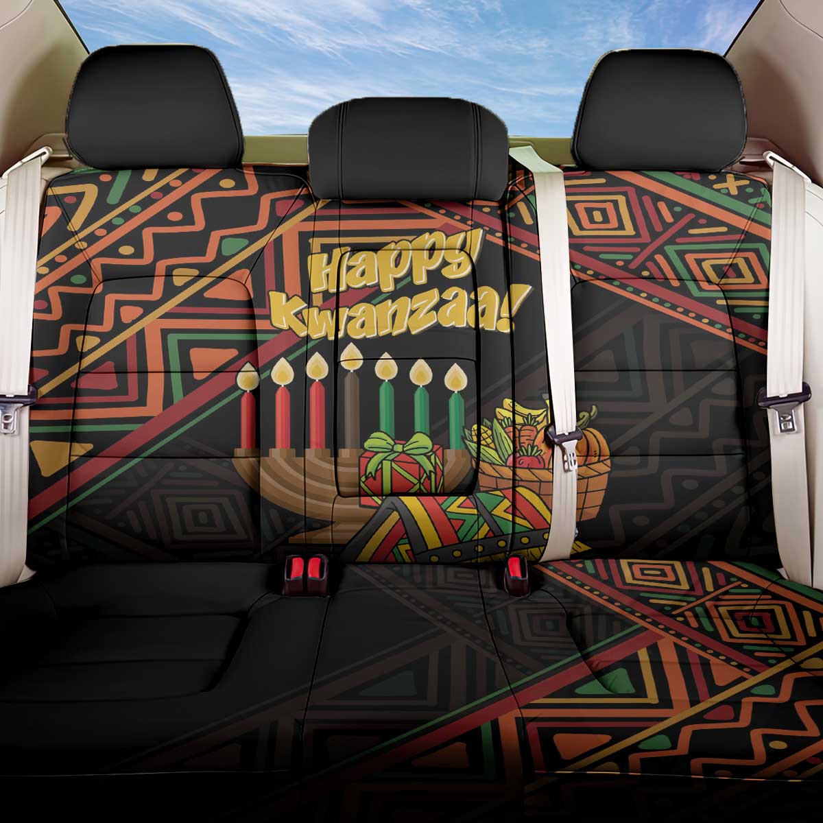 Personalized African Happy Kwanzaa Back Car Seat Cover - Wonder Print Shop