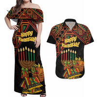 Personalized African Happy Kwanzaa Couples Matching Off Shoulder Maxi Dress and Hawaiian Shirt - Wonder Print Shop