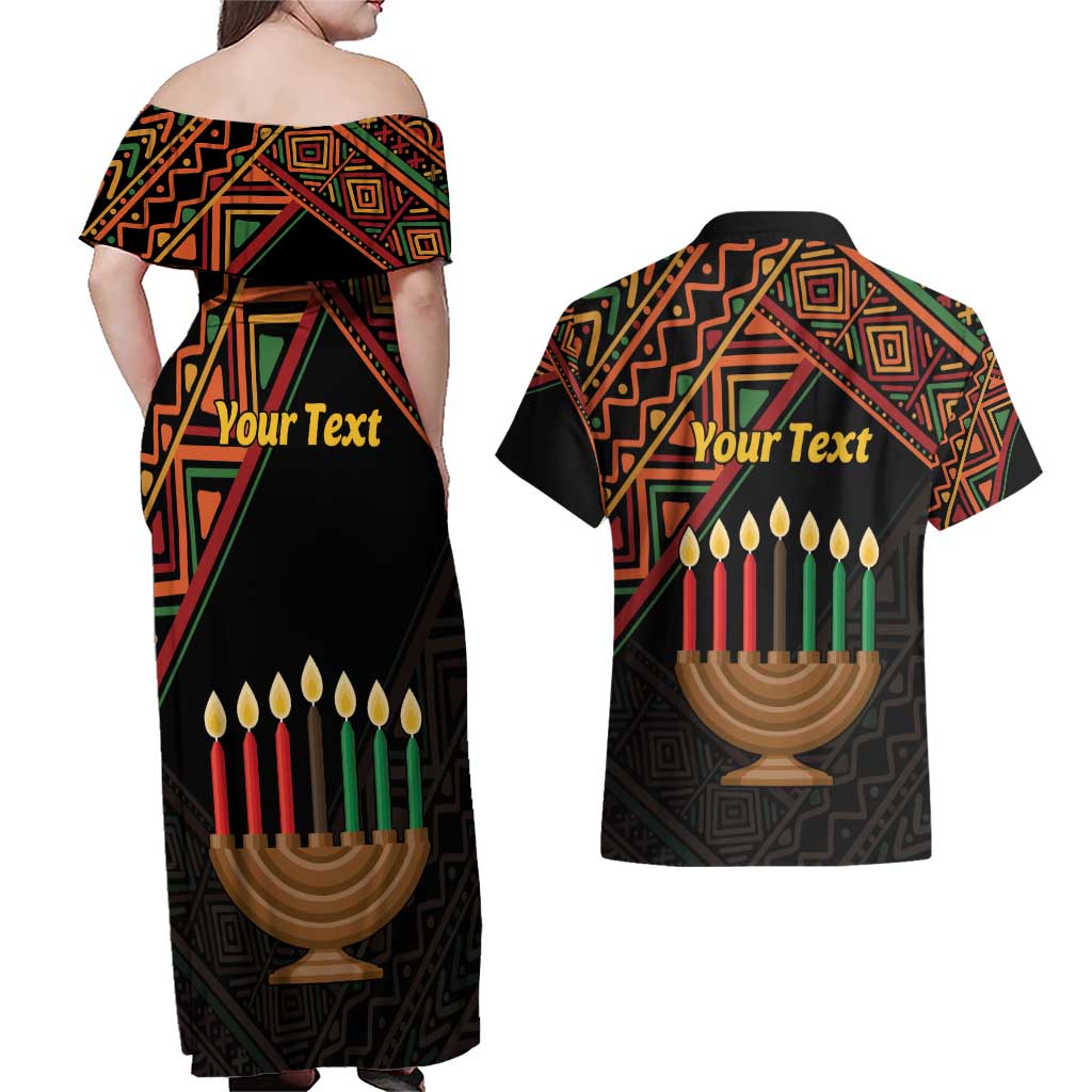 Personalized African Happy Kwanzaa Couples Matching Off Shoulder Maxi Dress and Hawaiian Shirt - Wonder Print Shop