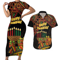 Personalized African Happy Kwanzaa Couples Matching Short Sleeve Bodycon Dress and Hawaiian Shirt - Wonder Print Shop