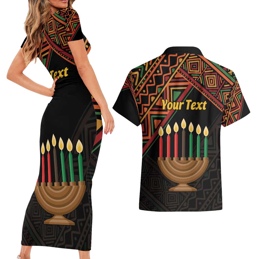 Personalized African Happy Kwanzaa Couples Matching Short Sleeve Bodycon Dress and Hawaiian Shirt - Wonder Print Shop