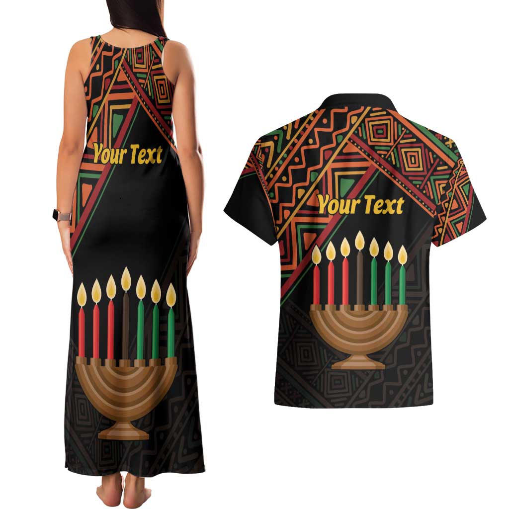 Personalized African Happy Kwanzaa Couples Matching Tank Maxi Dress and Hawaiian Shirt - Wonder Print Shop