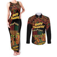 Personalized African Happy Kwanzaa Couples Matching Tank Maxi Dress and Long Sleeve Button Shirt - Wonder Print Shop