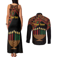 Personalized African Happy Kwanzaa Couples Matching Tank Maxi Dress and Long Sleeve Button Shirt - Wonder Print Shop