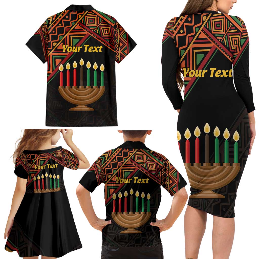 Personalized African Happy Kwanzaa Family Matching Long Sleeve Bodycon Dress and Hawaiian Shirt - Wonder Print Shop