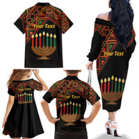 Personalized African Happy Kwanzaa Family Matching Off The Shoulder Long Sleeve Dress and Hawaiian Shirt - Wonder Print Shop