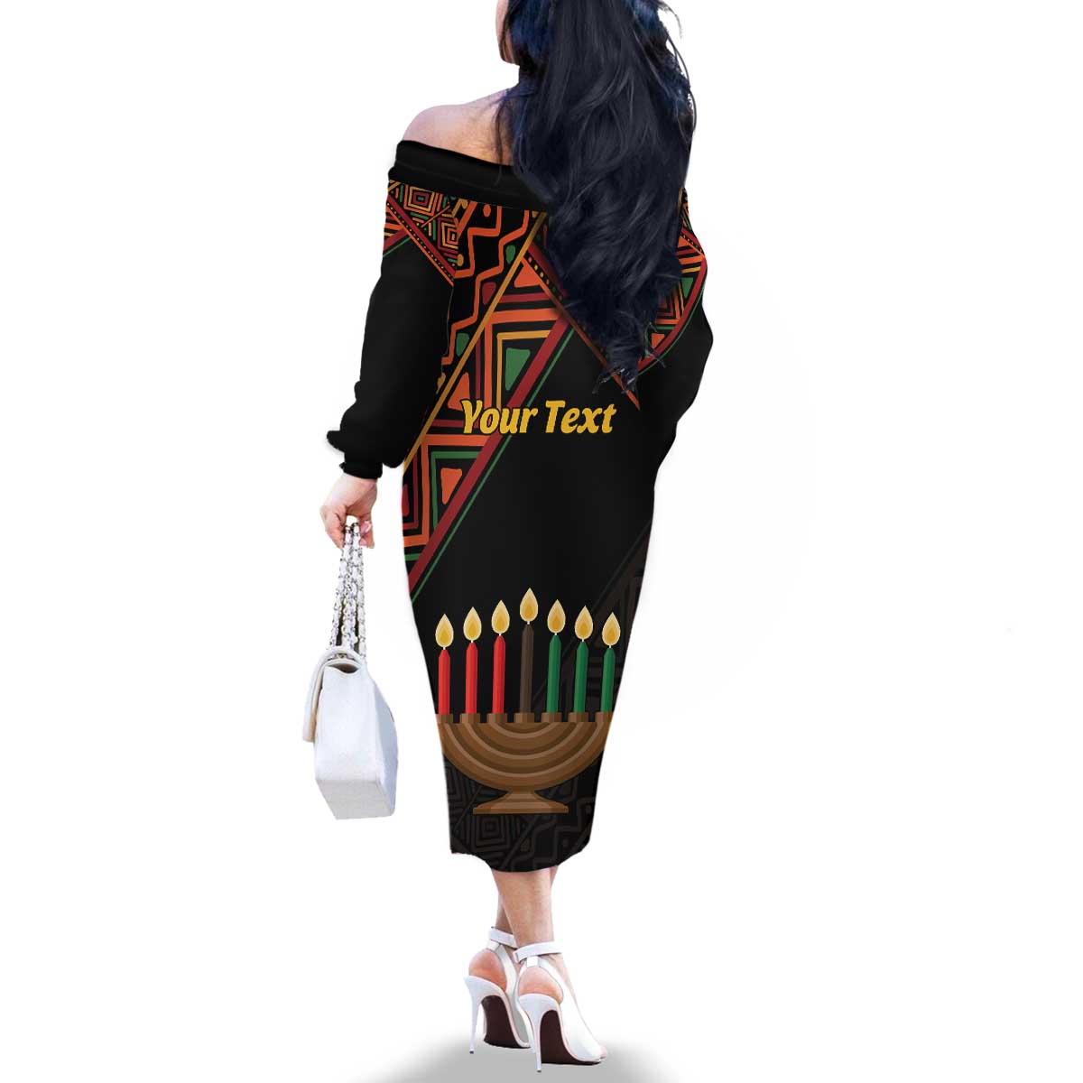 Personalized African Happy Kwanzaa Family Matching Off The Shoulder Long Sleeve Dress and Hawaiian Shirt - Wonder Print Shop