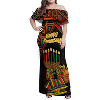Personalized African Happy Kwanzaa Family Matching Off Shoulder Maxi Dress and Hawaiian Shirt - Wonder Print Shop