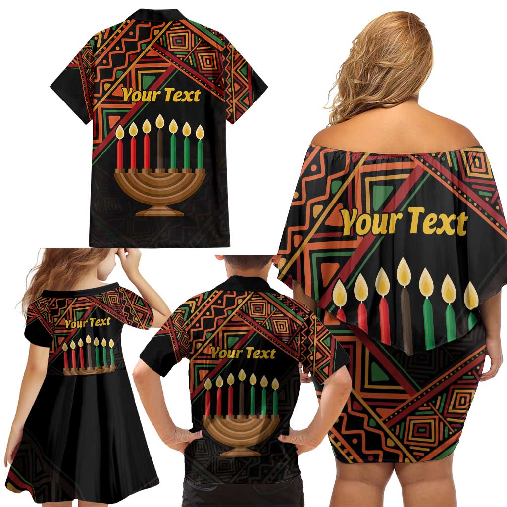 Personalized African Happy Kwanzaa Family Matching Off Shoulder Short Dress and Hawaiian Shirt - Wonder Print Shop