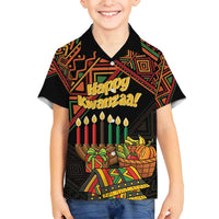 Personalized African Happy Kwanzaa Family Matching Off Shoulder Short Dress and Hawaiian Shirt - Wonder Print Shop