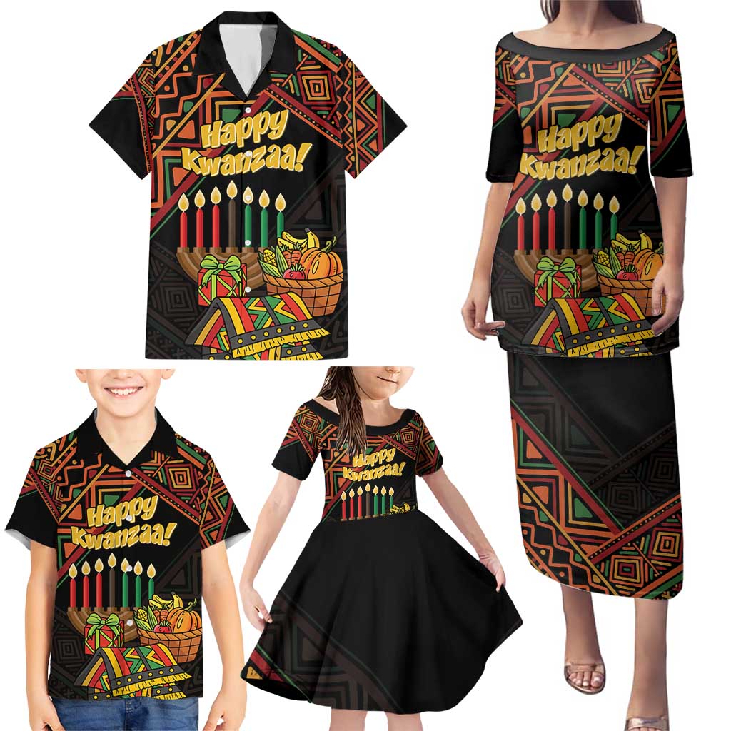 Personalized African Happy Kwanzaa Family Matching Puletasi and Hawaiian Shirt - Wonder Print Shop