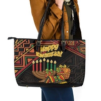 Personalized African Happy Kwanzaa Leather Tote Bag - Wonder Print Shop