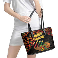 Personalized African Happy Kwanzaa Leather Tote Bag - Wonder Print Shop